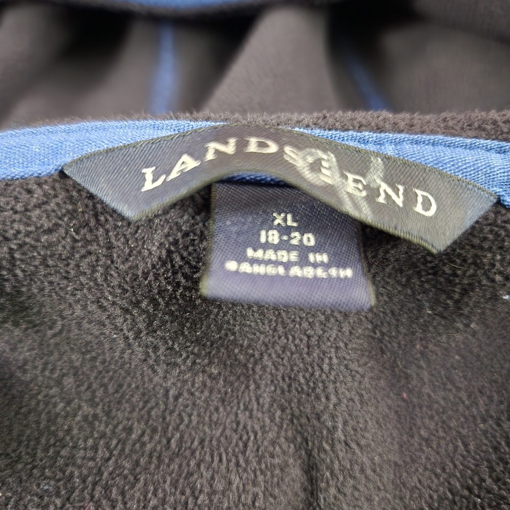Land's End Hooded Fleece Coat Jacket Plus Women's XL 18-20 Blue Black - Picture 10 of 14